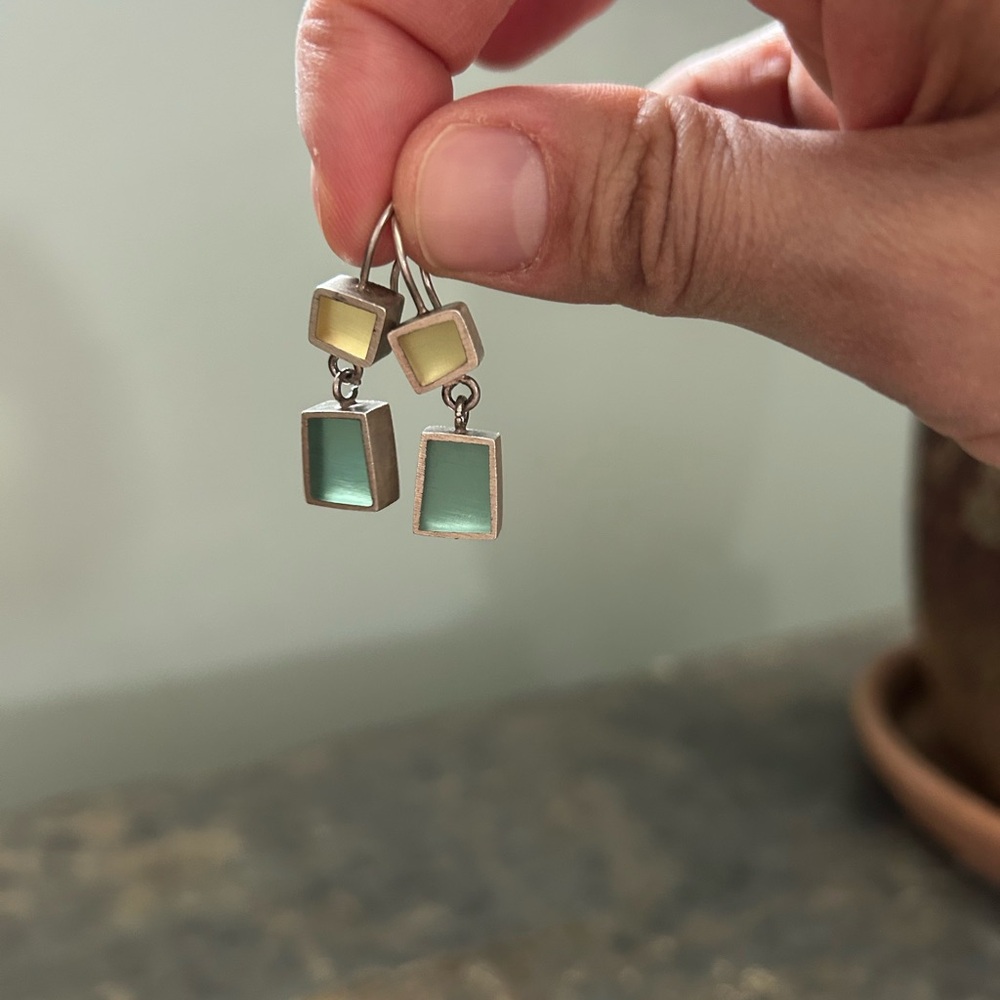 MCM vintage sterling silver sea glass earrings - Picture 6 of 8